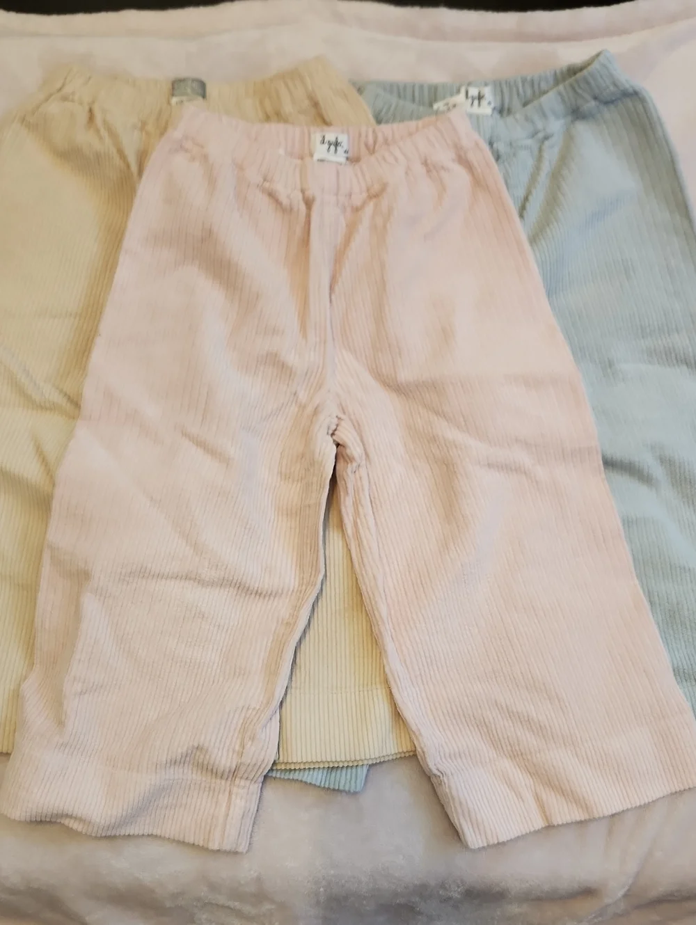 Bundle Of 3 Corduroy Pants - Pink, Cream, Blue